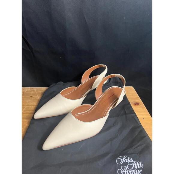 NWOB STAUD WOMEN'S Sebastian 40MM Leather Slingback Pumps 36.5/US 6.5 $395 CREAM